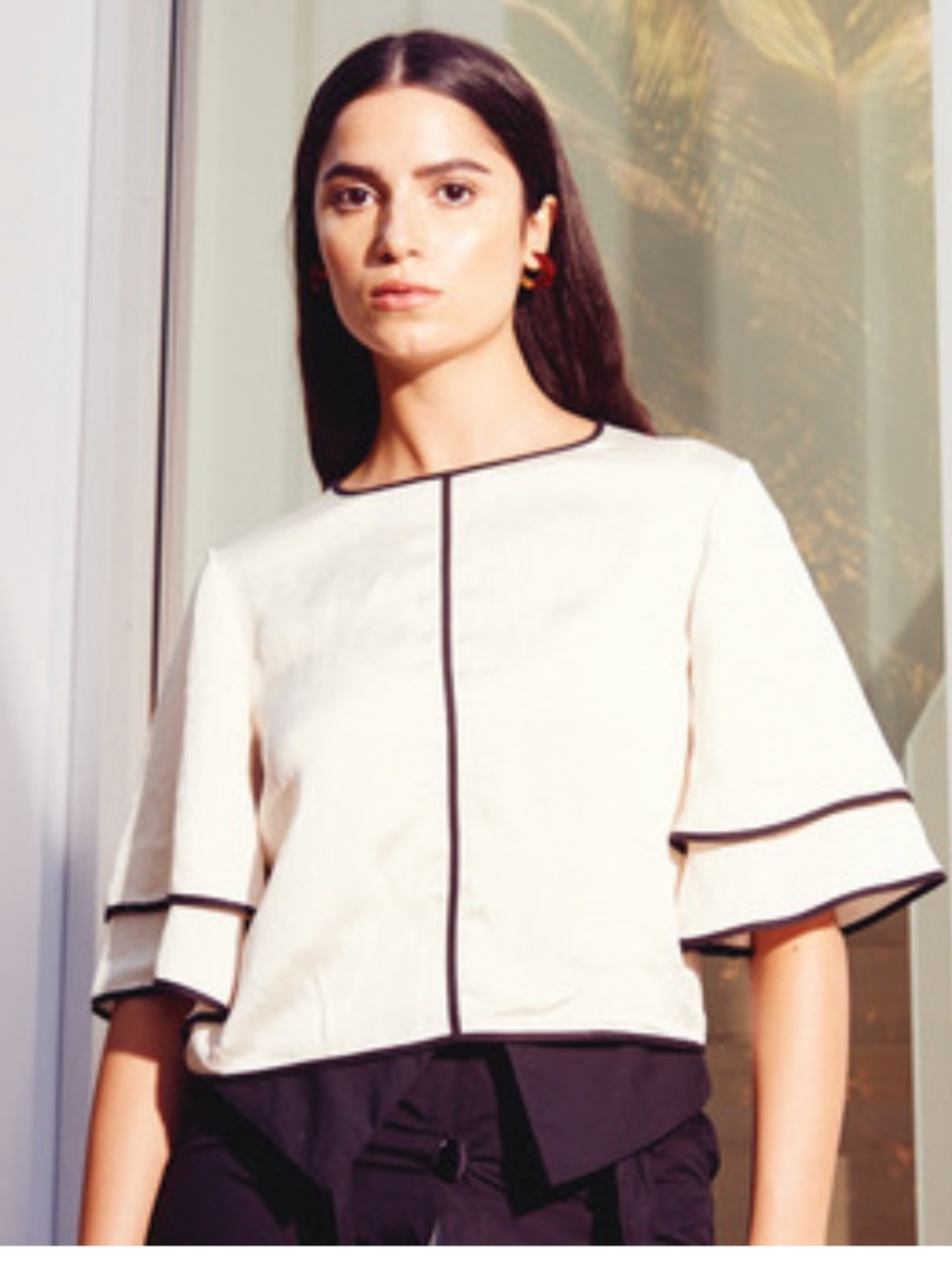 Kamperett large Leonora top blouse ivory black luminous